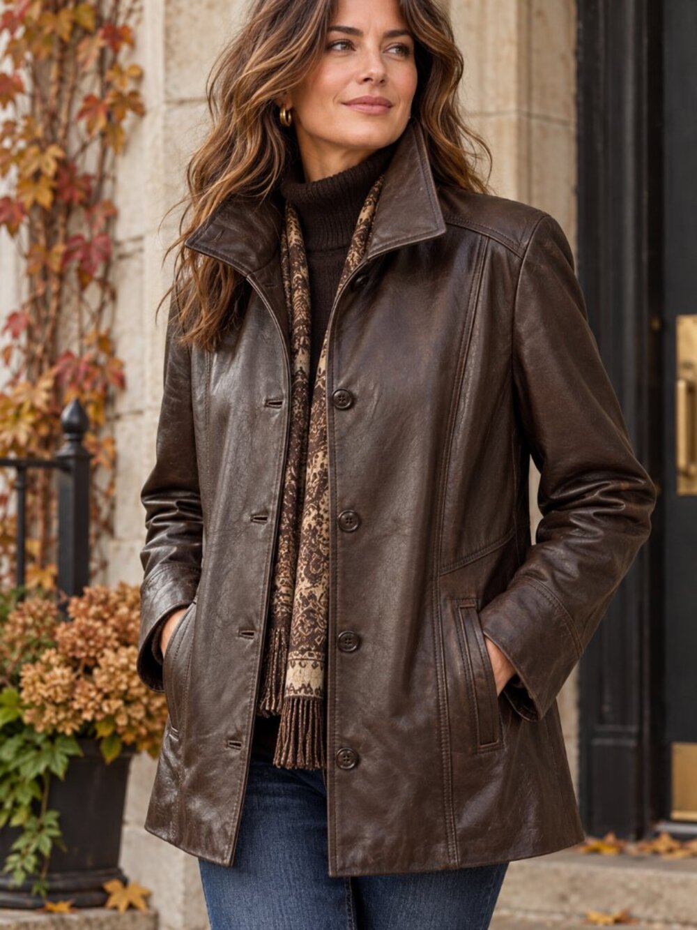 Vintage Danier Genuine Leather Brown Car Coat L Thinsulate Removable Lining Y2K